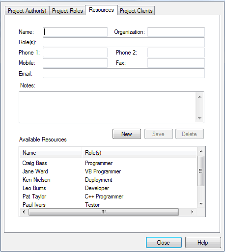 Resources Tab